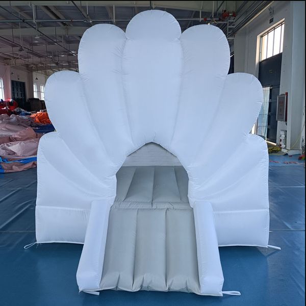 Image of wholesale Commercial PVC Inflatable White Mini Bounce House Kids Flower Shape Bouncing Castle Playroom Equipment For Children Indoor come with blower free air ship