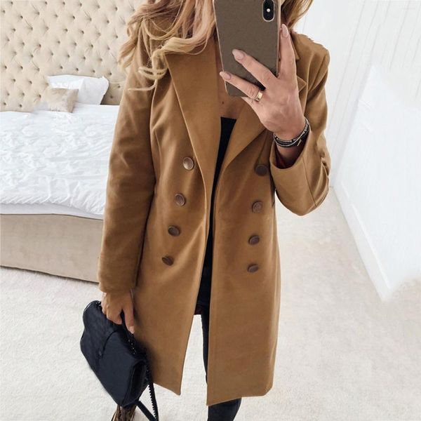 women's jackets woman artificial wool coat elegant blend slim female long lapel double breasted sleeve outerwear, Black;brown 
women's jackets woman artificial wool coat elegant blend slim female long lapel double breasted sleeve outerwear, Black;brown