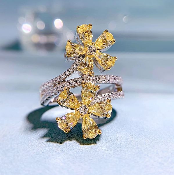 wedding accessories pure silver engagement rings fadeless two flowers diamond birdal ring ruby proposal ring no fading ladies jewelry r466, White
wedding accessories pure silver engagement rings fadeless two flowers diamond birdal ring ruby proposal ring no fading ladies jewelry r466, White