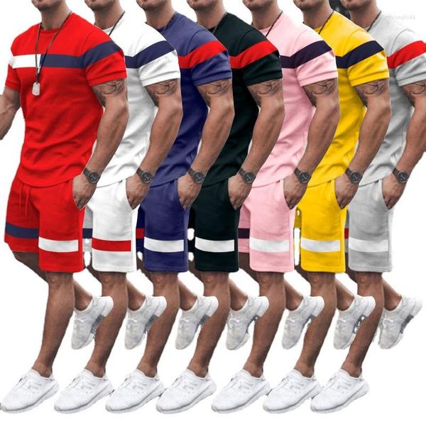 men's tracksuits 2 piece set summer men short sleeved shorts fashion trend color matching casual loose round neck suit outfit sets, Gray
men's tracksuits 2 piece set summer men short sleeved shorts fashion trend color matching casual loose round neck suit outfit sets, Gray