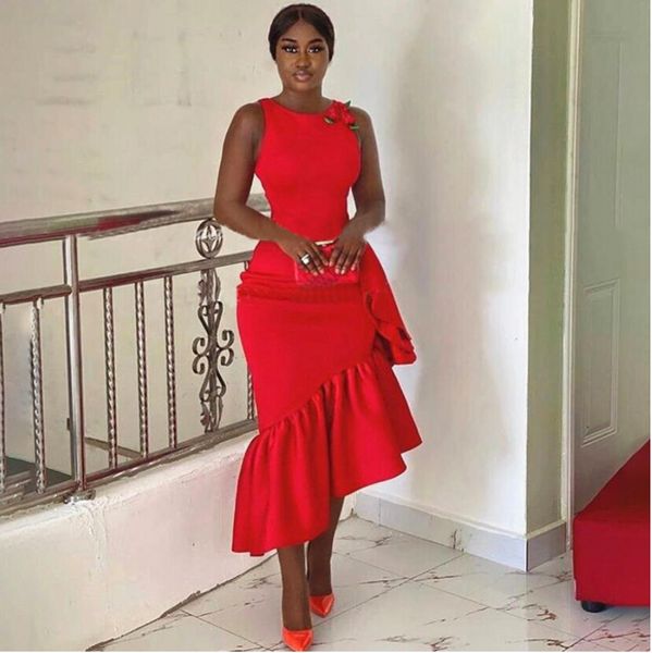 red ruffles asymmetric mermaid bridesmaid dresses with ruffles tea length long african women party dress maid of honor, White;pink
red ruffles asymmetric mermaid bridesmaid dresses with ruffles tea length long african women party dress maid of honor, White;pink