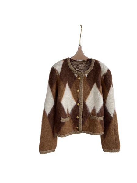women's outerwear & coatsautumn and winter 22 new mohair diamond cardigan sweater, Black;brown
women's outerwear & coatsautumn and winter 22 new mohair diamond cardigan sweater, Black;brown