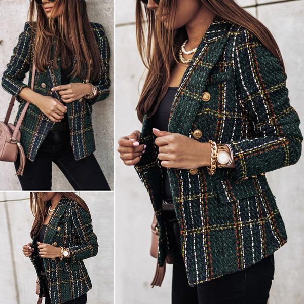 women's suits women 2022 fashion texture double breasted check blazer coat vintage long sleeve pockets female outerwear, White;black
women's suits women 2022 fashion texture double breasted check blazer coat vintage long sleeve pockets female outerwear, White;black