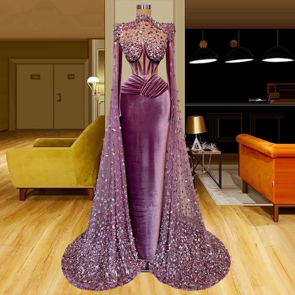 graceful velvet purple prom dresses cape sleeves mermaid party dresses beaded sequined custom made evening dress, Black;red
graceful velvet purple prom dresses cape sleeves mermaid party dresses beaded sequined custom made evening dress, Black;red
