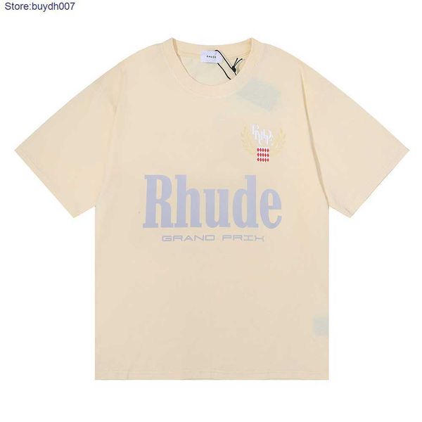 2023 new men's t shirt fashion designer rhude couple loose lettering, White;black