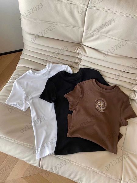 women shirt t-shirts brand logo offset printing short sleeves casual t-shirt threaded crewneck fashion joker crop 3 colors style clothes wom, White
women shirt t-shirts brand logo offset printing short sleeves casual t-shirt threaded crewneck fashion joker crop 3 colors style clothes wom, White