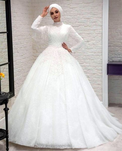 2023 crystals beaded muslim a-line wedding dresses long sleeves high neck lace applique beading tassel hijab bridal gowns elegant luxury flo, White
2023 crystals beaded muslim a-line wedding dresses long sleeves high neck lace applique beading tassel hijab bridal gowns elegant luxury flo, White
