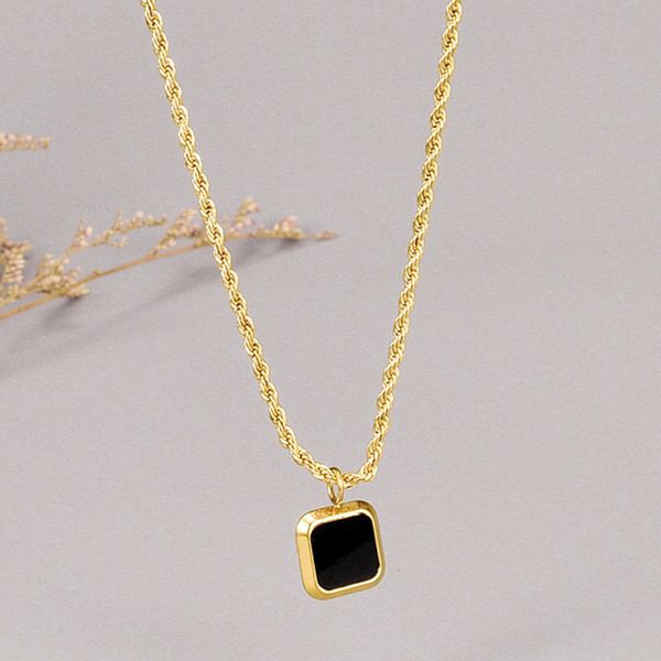 punk hip hop jewelry 18k gold designer necklace south american black square pendant necklaces 316l titanium steel twist rope chain for woman, Silver
punk hip hop jewelry 18k gold designer necklace south american black square pendant necklaces 316l titanium steel twist rope chain for woman, Silver