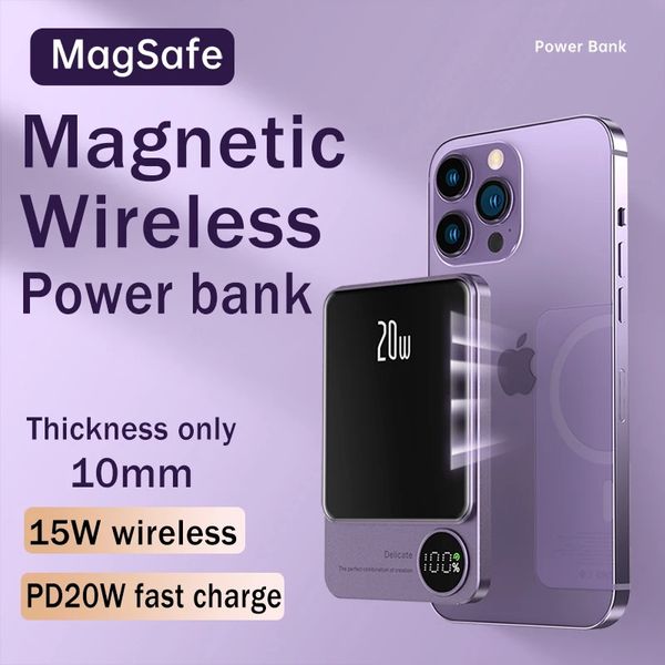 for magsafe magnetic wireless power bank fast charger for iphone 11 12 13 14 pro max external auxiliary battery powerbank pack