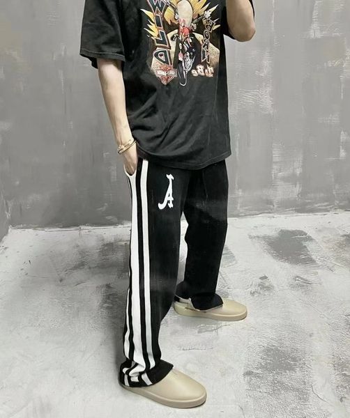 men's pants askyurself striped stitching embroidery letter zipper trouser casual knitted sweatpants vintage leisure clothing man women, Black
men's pants askyurself striped stitching embroidery letter zipper trouser casual knitted sweatpants vintage leisure clothing man women, Black
