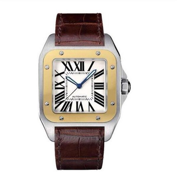 man watch sport watches for men automatic movement stainless steel 40mm watchcase leather strap wristwatch 064-2315n, Slivery;brown
man watch sport watches for men automatic movement stainless steel 40mm watchcase leather strap wristwatch 064-2315n, Slivery;brown
