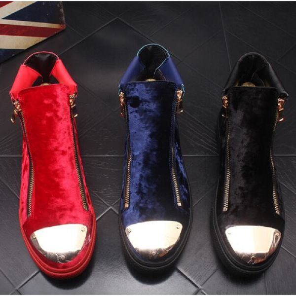 men fashion casual ankle boots spring autumn flock metal decoration riding boots high hip hop shoes da019, Black
men fashion casual ankle boots spring autumn flock metal decoration riding boots high hip hop shoes da019, Black