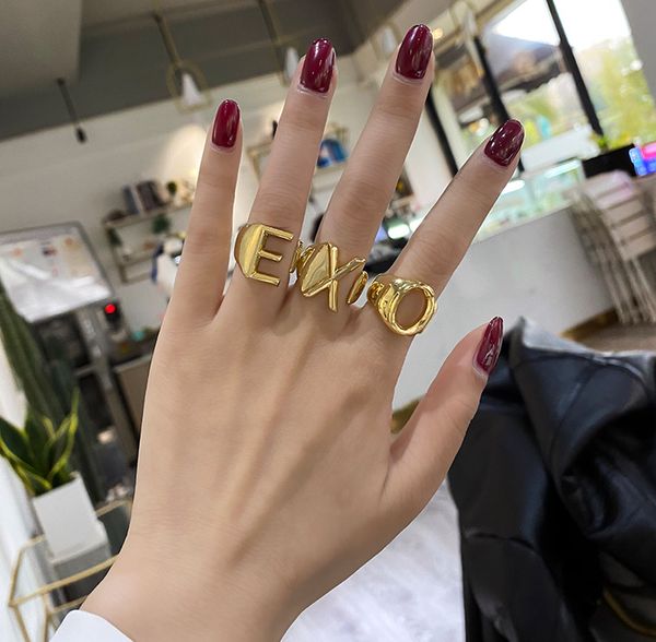 initial ring 18k gold plated for women open adjustable chunky a-z letter ring, Silver
initial ring 18k gold plated for women open adjustable chunky a-z letter ring, Silver