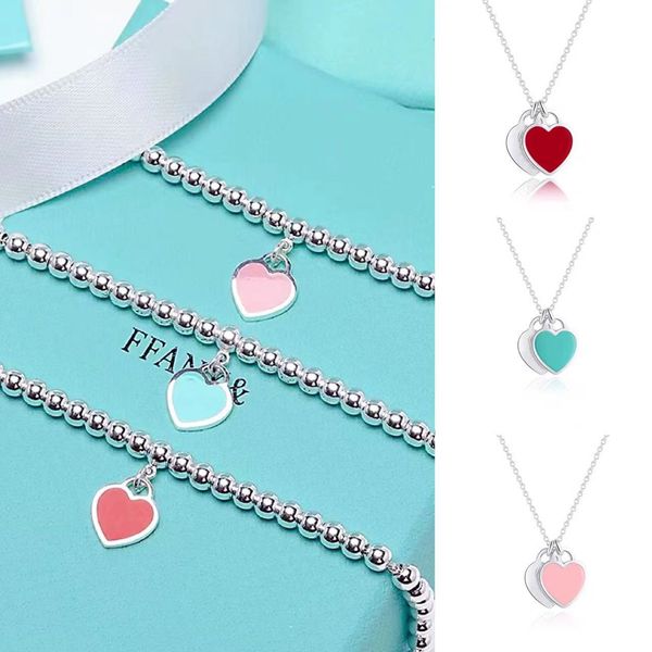new bracelet necklace set heart shaped bead chain luxury women fashion jewelry original gift 316l stainless steel, Silver
new bracelet necklace set heart shaped bead chain luxury women fashion jewelry original gift 316l stainless steel, Silver