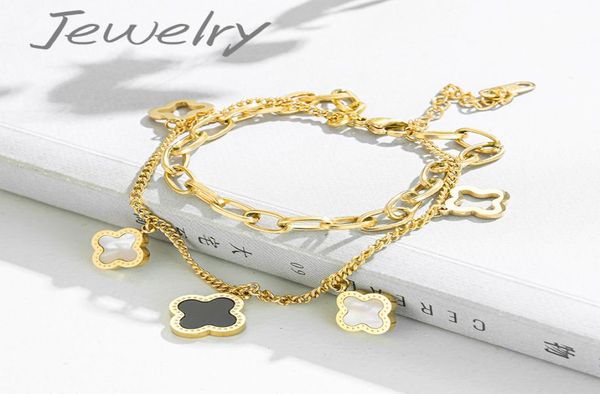 handmade double layered clover charm bracelet jewelry for gift2339276, Golden;silver
handmade double layered clover charm bracelet jewelry for gift2339276, Golden;silver