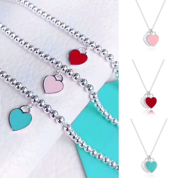 new bracelet necklace set heart shaped bead chain luxury women's high end fashion jewelry original gift 316l stainless steel factory, Silver
new bracelet necklace set heart shaped bead chain luxury women's high end fashion jewelry original gift 316l stainless steel factory, Silver