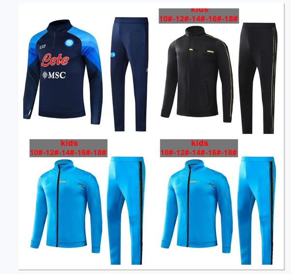 Image of 22/23 Napoli Maradona Burlon Soccer Jersey Napule Hoodies Jackets Set Training Sweater Tracksuits Naples Jogging Kids Long Sleeve