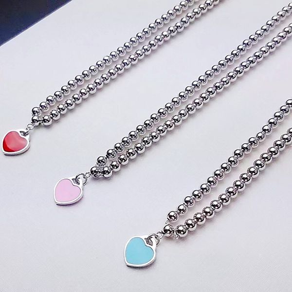 european and american bracelet necklace set heart shaped bead chain classic women's high end jewelry original gift 316l stainless steel, Silver
european and american bracelet necklace set heart shaped bead chain classic women's high end jewelry original gift 316l stainless steel, Silver