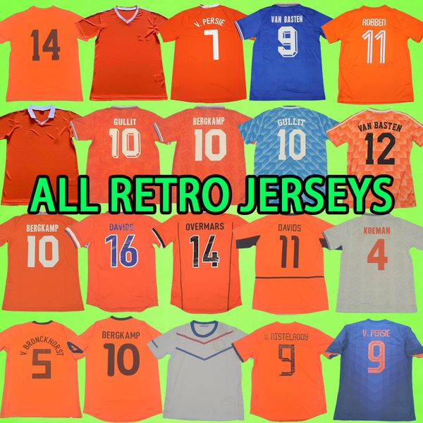 netherlands retro soccer jerseys 1974 1986 1988 1990 1991 1995 1996 1997 1998 2000 2002 2010 2012 2014 2008 de jong holland football shirts, Black