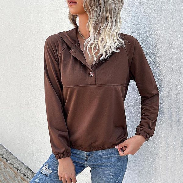women's t shirts solid color buttons long sleeve casual streetwear hooded sweatshirts women autumn spring hoodies ladies, White
women's t shirts solid color buttons long sleeve casual streetwear hooded sweatshirts women autumn spring hoodies ladies, White