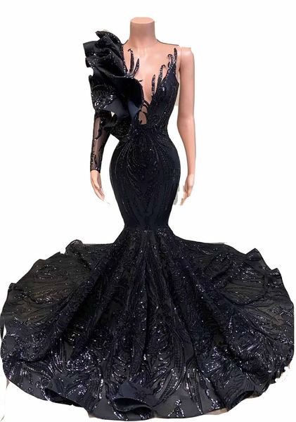 2023 elegant evening dresses wear mermaid long sleeve black sequined lace applique jewel neck ruffles african girl gala prom party gowns seq, Black;red
2023 elegant evening dresses wear mermaid long sleeve black sequined lace applique jewel neck ruffles african girl gala prom party gowns seq, Black;red