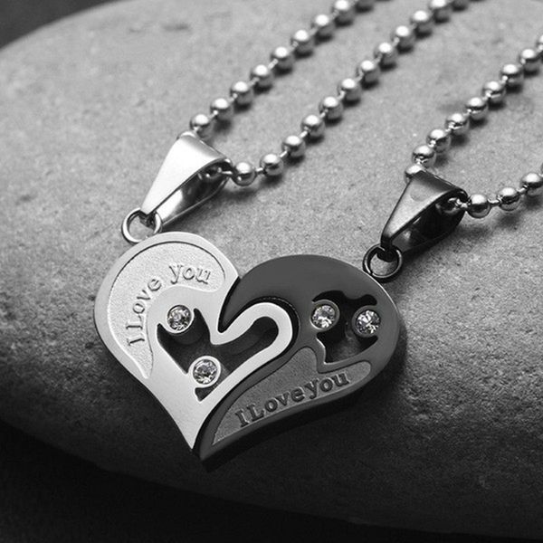 2 in 1 i love you heart necklaces metal crystal couple lovers necklace distance relastionship necklaces fashion jewelry valentine's day, Silver
2 in 1 i love you heart necklaces metal crystal couple lovers necklace distance relastionship necklaces fashion jewelry valentine's day, Silver