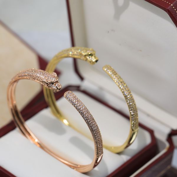luxury love bangle bracelet designer 18k gold plated crystal double pather open bangle for women jewelry, Black
luxury love bangle bracelet designer 18k gold plated crystal double pather open bangle for women jewelry, Black