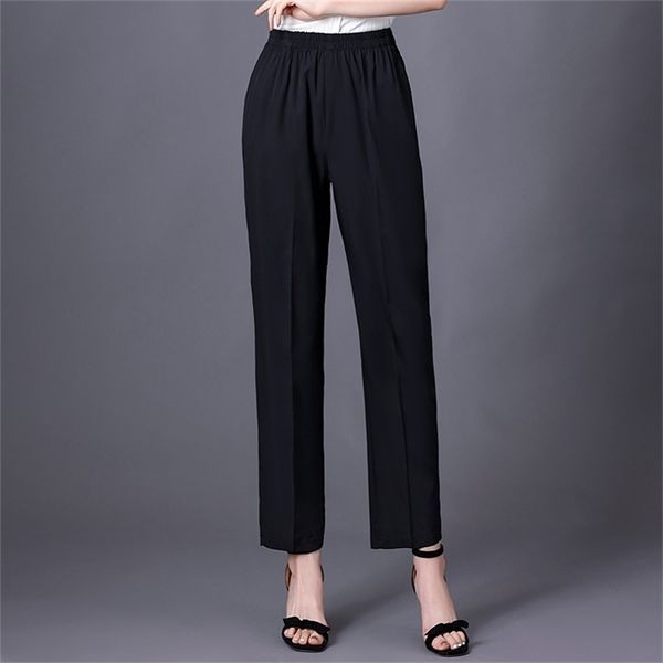 10 colors summer women pencil pants high waist casual stretch straight female black ankle-length trousers 211119, Black;white
10 colors summer women pencil pants high waist casual stretch straight female black ankle-length trousers 211119, Black;white