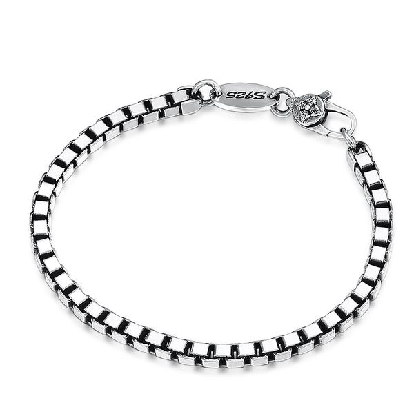 link chain bracelets solid 925 sterling silver box chain antique vintage punk handmade fashion luxury jewelry accessories gifts for men wome, Black
link chain bracelets solid 925 sterling silver box chain antique vintage punk handmade fashion luxury jewelry accessories gifts for men wome, Black