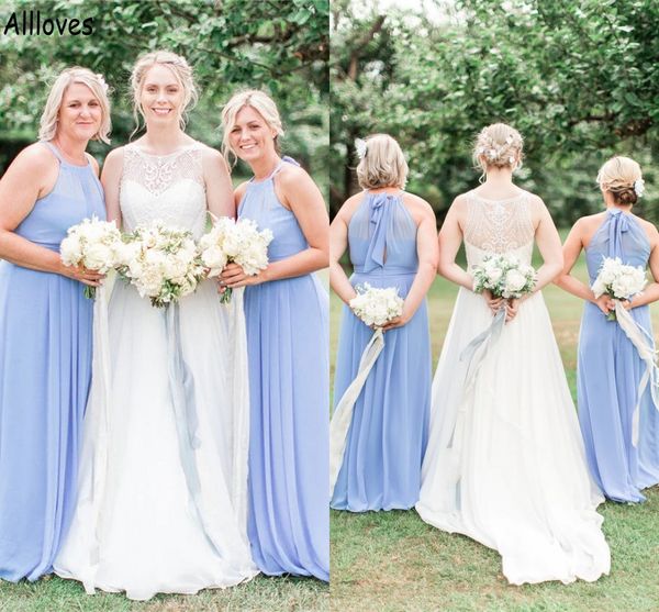 light blue flow chiffon a line bridesmaid dresses long floor length halter plus size maid of honor gowns young girl boho wedding guest party, White;pink
light blue flow chiffon a line bridesmaid dresses long floor length halter plus size maid of honor gowns young girl boho wedding guest party, White;pink