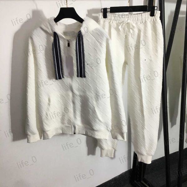 fashion brand womens two piece pants set zip closure solid color hooded sweatshirts binding feet elastic waist casual trousers designer wom, White
fashion brand womens two piece pants set zip closure solid color hooded sweatshirts binding feet elastic waist casual trousers designer wom, White