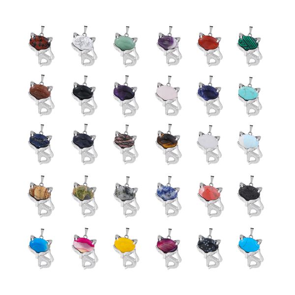 new design natural crystal stone retro turquoise necklace fox shape pendant for women and girls, Silver
new design natural crystal stone retro turquoise necklace fox shape pendant for women and girls, Silver