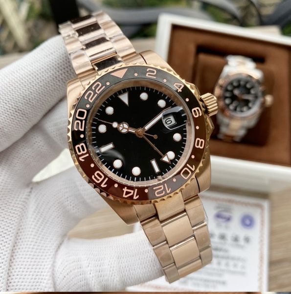 2022 black mechanical men watch gtm 24 jewels two tone rose gold oyster strap ceramic insert, Slivery;brown
2022 black mechanical men watch gtm 24 jewels two tone rose gold oyster strap ceramic insert, Slivery;brown