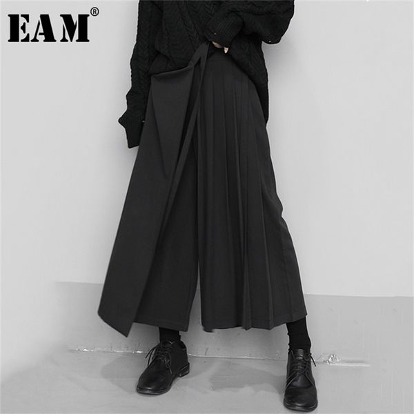 high elastic waist black pleated split wide leg trousers loose fit pants women fashion spring autumn 1n666 211119, Black;white
high elastic waist black pleated split wide leg trousers loose fit pants women fashion spring autumn 1n666 211119, Black;white