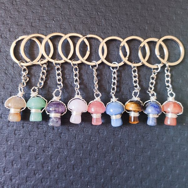 mini mushroom wire wrap key rings chains natural stone charms keychains healing crystal keyrings for women men, Slivery;golden
mini mushroom wire wrap key rings chains natural stone charms keychains healing crystal keyrings for women men, Slivery;golden
