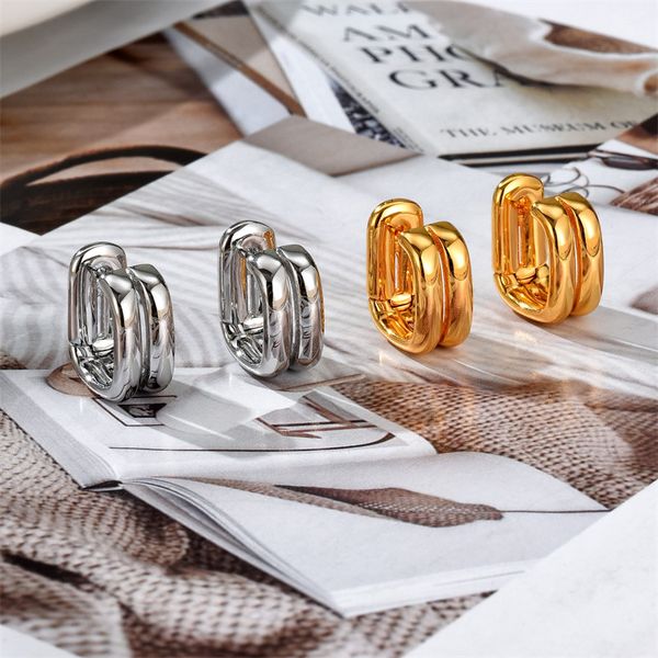 french ins double layer square curved stud earrings women's simple style all-match high grade geometric jewelry accessories, Golden;silver
french ins double layer square curved stud earrings women's simple style all-match high grade geometric jewelry accessories, Golden;silver