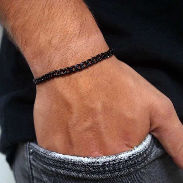 18cm chunky miami curb chain bracelet for men stainless steel cuban link chain wristband classic punk heavy male jewelry, Black
18cm chunky miami curb chain bracelet for men stainless steel cuban link chain wristband classic punk heavy male jewelry, Black