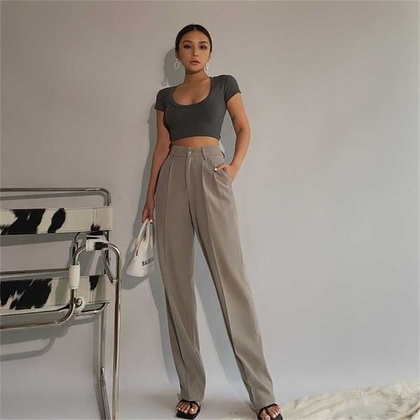 spring office lady elegant casual fashion wide leg women female pants sales 211119, Black;white
spring office lady elegant casual fashion wide leg women female pants sales 211119, Black;white