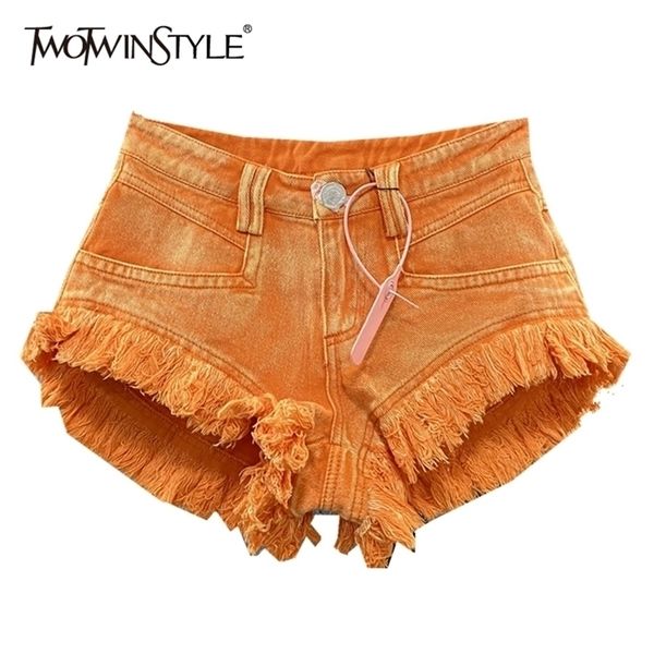 twotwinstyle korean solid fashion women's denim shorts high waist patchwork tassel straight woman clothes summer stylish 220312, White;black
twotwinstyle korean solid fashion women's denim shorts high waist patchwork tassel straight woman clothes summer stylish 220312, White;black