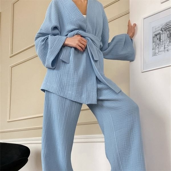100% cotton women's nightgown robe pajama sets flare trouser suits drop sleeves set woman 2 pieces bathrobe for women 220326, White
100% cotton women's nightgown robe pajama sets flare trouser suits drop sleeves set woman 2 pieces bathrobe for women 220326, White