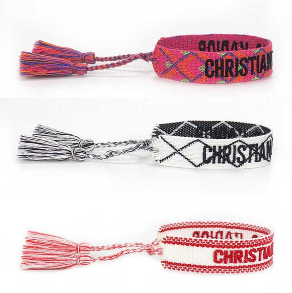 fashion luxury bracelets women's d brand designer bangle letter embroidered bracelet woven hand rope trendy wrist tassel bohemian men g, Golden;silver
fashion luxury bracelets women's d brand designer bangle letter embroidered bracelet woven hand rope trendy wrist tassel bohemian men g, Golden;silver