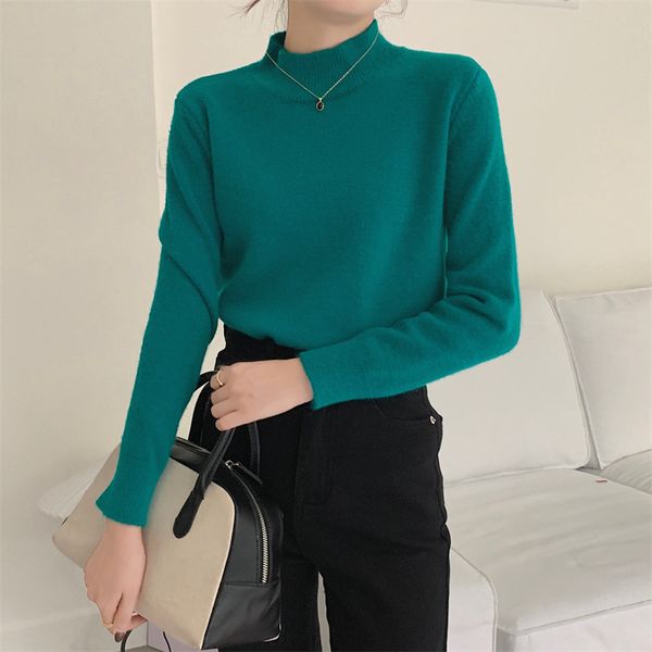 3133 women sweater winter fashion sense of design 11 colors half high neck warm soft pullover simple daily casual knit pullover top, White;black
3133 women sweater winter fashion sense of design 11 colors half high neck warm soft pullover simple daily casual knit pullover top, White;black