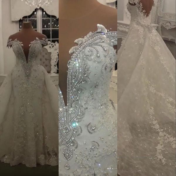 2023 luxury african mermaid wedding dresses formal bridal dress crystal beads off shoulder deep v neck lace overskirts detachable train vest, White
2023 luxury african mermaid wedding dresses formal bridal dress crystal beads off shoulder deep v neck lace overskirts detachable train vest, White