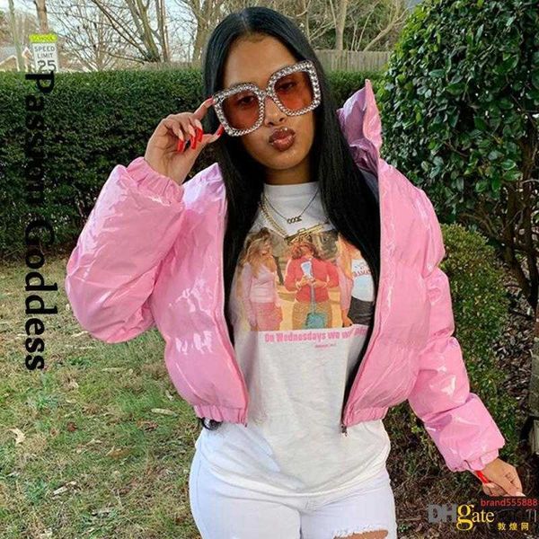 down parkas luxurywomen's fashion cute women bright pu pink puffer jacket winter warm bubble coats shiny leather zipper cropped jackets, Black
down parkas luxurywomen's fashion cute women bright pu pink puffer jacket winter warm bubble coats shiny leather zipper cropped jackets, Black