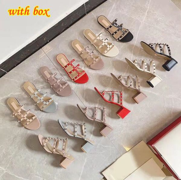 new rivet flat slippers sandals women's versatile fashion wear beach open toe 6.5cm thick heel sandals with box and dust bag 34-44, Black
new rivet flat slippers sandals women's versatile fashion wear beach open toe 6.5cm thick heel sandals with box and dust bag 34-44, Black