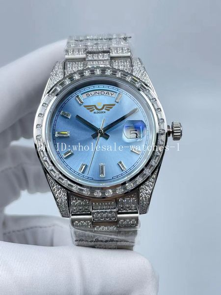 5 star super 4 style full diamond watch president 41mm 128396 blue dial automatic mechanical watches mens men's wristwatches, Slivery;brown
5 star super 4 style full diamond watch president 41mm 128396 blue dial automatic mechanical watches mens men's wristwatches, Slivery;brown
