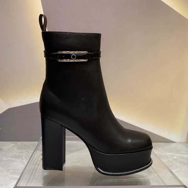 silhouette ankle boots designer monogram flower shape buckle 100% cowskin womens shoes zip platform heel roman bootie 11.5cm high heeled fas, Black
silhouette ankle boots designer monogram flower shape buckle 100% cowskin womens shoes zip platform heel roman bootie 11.5cm high heeled fas, Black
