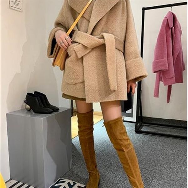 high-end quaity alpaca luxury coat cashmere wool jacket with belt irregular designer chic pink/camel thick warm overcoat 201104, Black
high-end quaity alpaca luxury coat cashmere wool jacket with belt irregular designer chic pink/camel thick warm overcoat 201104, Black