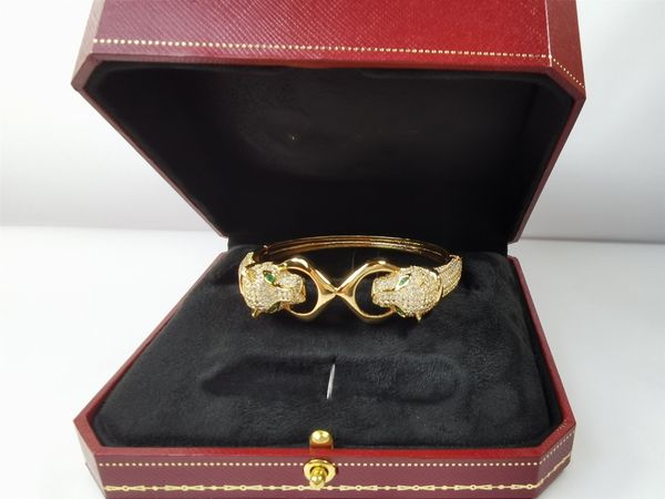 luxury bangle bracelets 18k gold plated double panther leopard head full crystal lock amimal cuff bangle for women with box, Black
luxury bangle bracelets 18k gold plated double panther leopard head full crystal lock amimal cuff bangle for women with box, Black