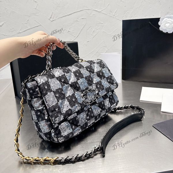 ladies luxury shimmer two-tone designer bags checkerboard sequins 19 classic handbags silver metal hardware chain handle tote key pouch mult
ladies luxury shimmer two-tone designer bags checkerboard sequins 19 classic handbags silver metal hardware chain handle tote key pouch mult